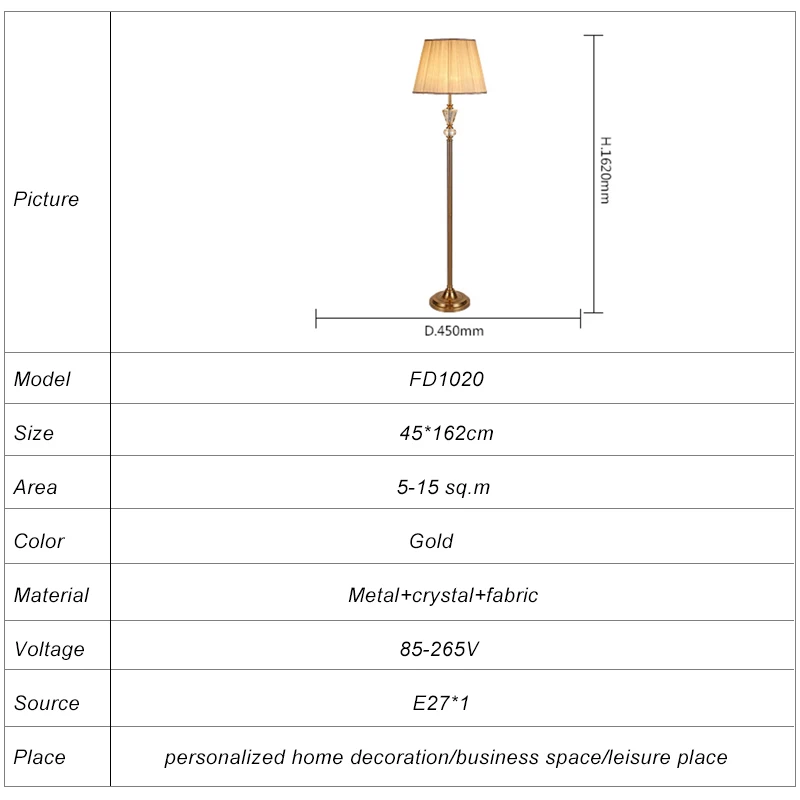 تصميم حديث جديد لتزيين غرفة النوم الداخلية مصباح أرضي كريستالي للفندق