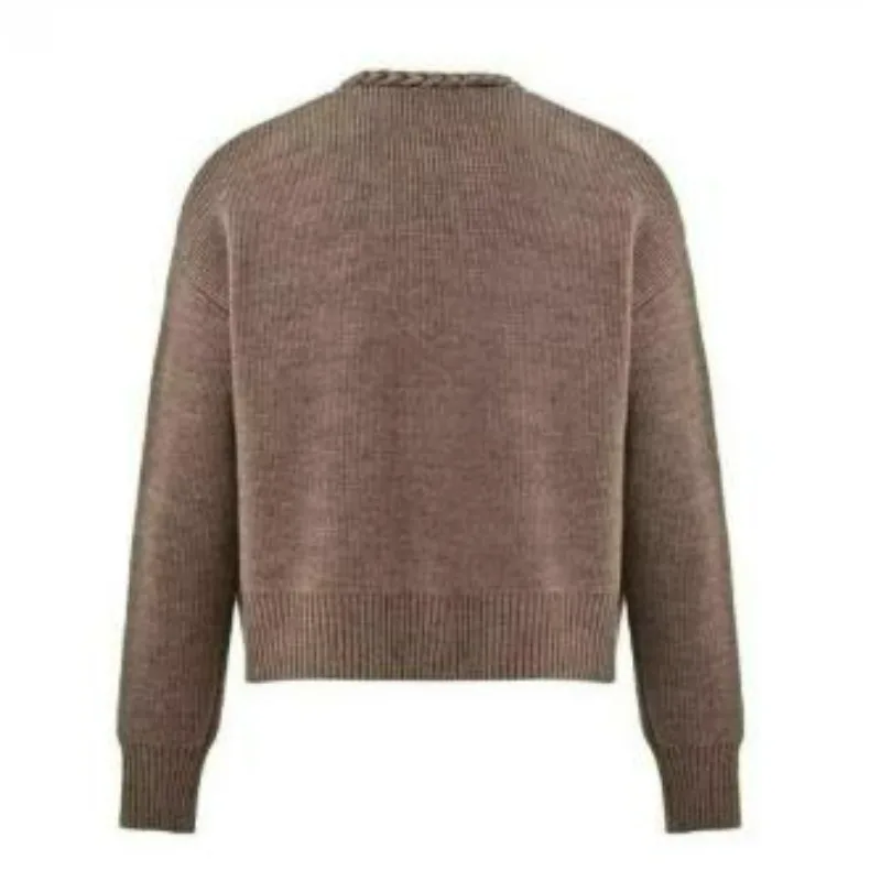 KIDWHXR Herbst Herren Strickpullover Streetwear V-Ausschnitt Herren-Cardigan Retro Einfach Einfarbig Schlank Langarm Vielseitiger Herrenmantel – Detail 9