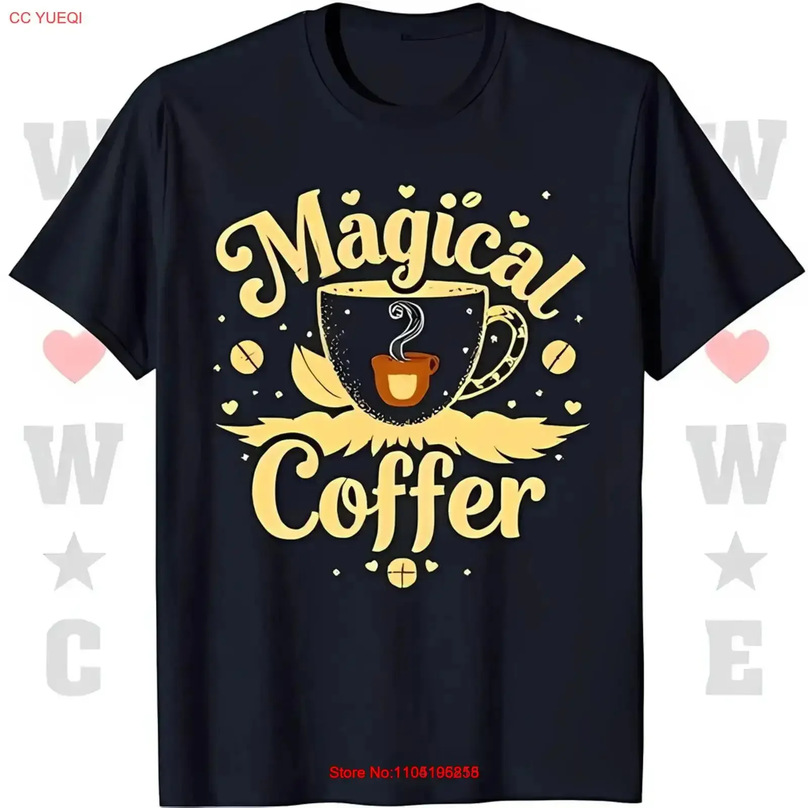 

Magical Coffer Black T Shirt with Vibrant Yellow Design Stars vintage Washed homme Slightly graphic Versatile Soft fashion