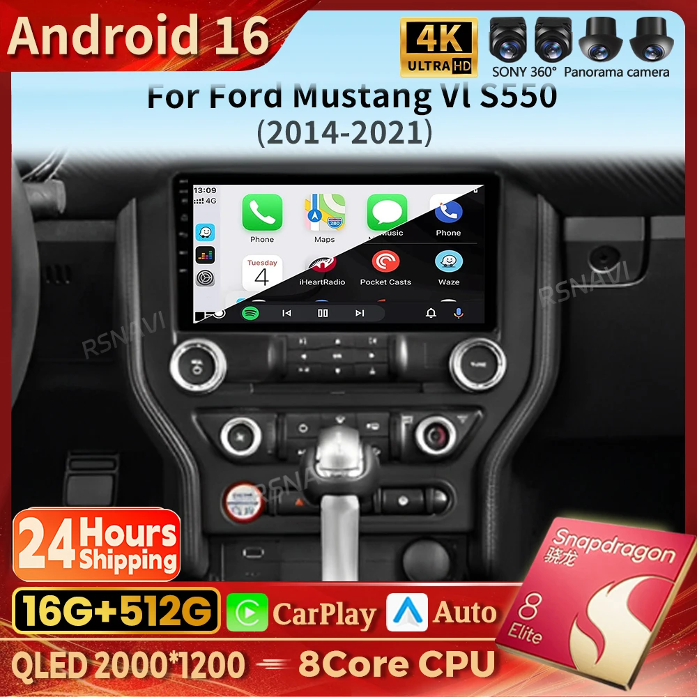 Qualcomm Android 16 Autoradio Multimedia-Player für Ford Mustang S550 2014 – 2021 Auto Carplay Autoradio DSP WLAN+4G GPS BT FM