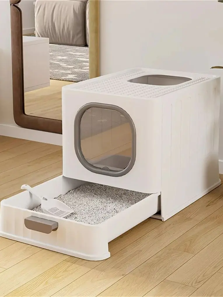 Caixa de areia para gatos fechada à prova de vazamentos, gaveta, vaso sanitário para treinamento de