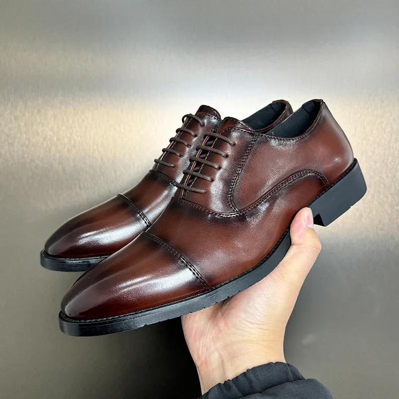 

Мужские туфли-оксфорды с широким носком, заостренным носком, дышащие, деловые, формальные, в британском стиле, весенние дизайнерские туфли для мужчин