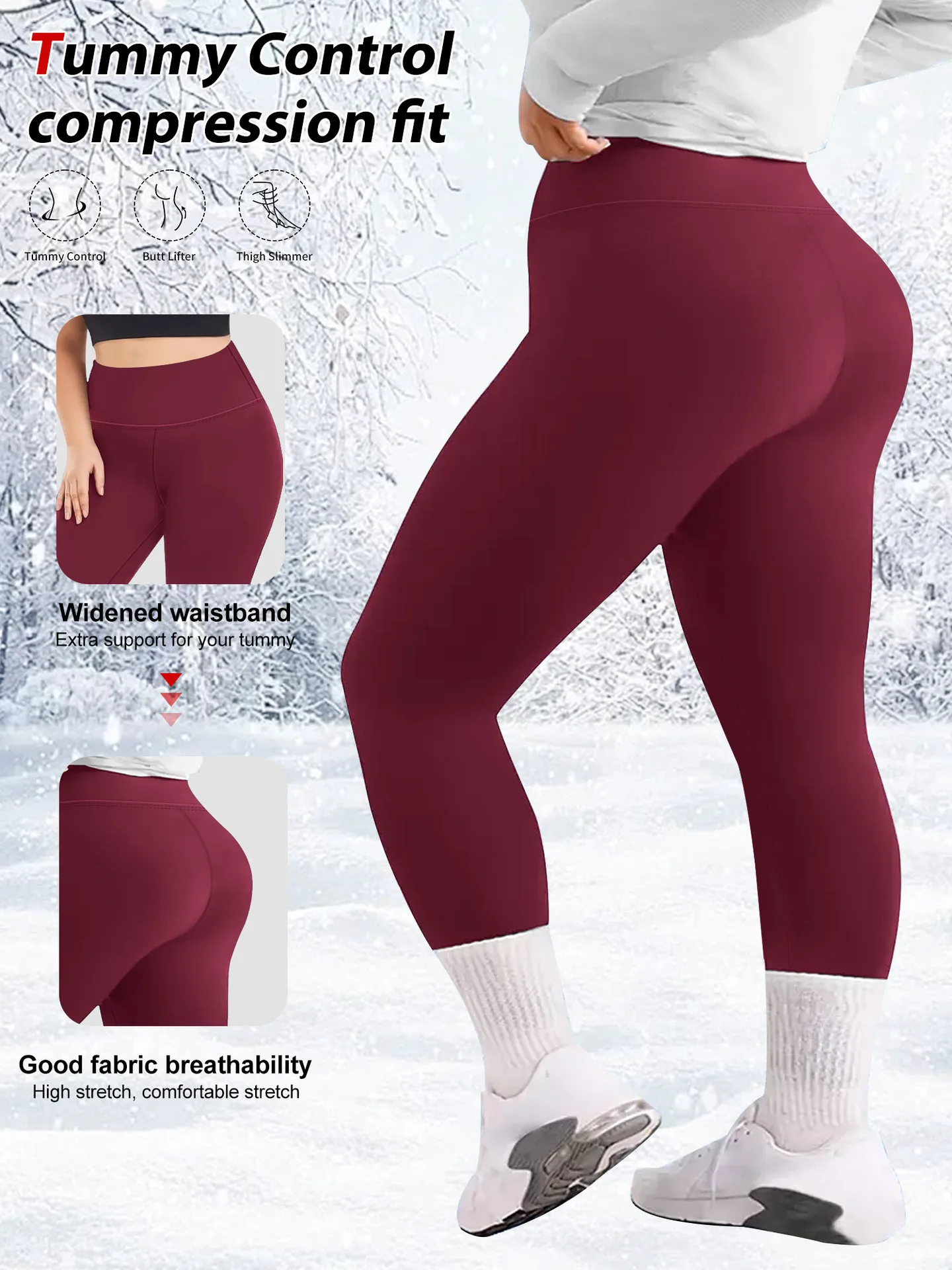 Leggings foderati in pile taglie forti a vita alta Pantaloni da yoga estivi Pantaloni da allenamento per il sollevamento dei fianchi da donna di lunghezza 7/8