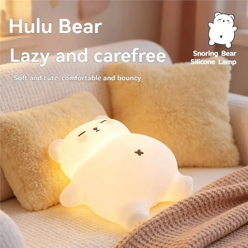 ABVC Big White Bear Sleep Lamp Silicone Night Light USB Rechargeable 3 Brightness Levels Timer Cute Snoring - view 6