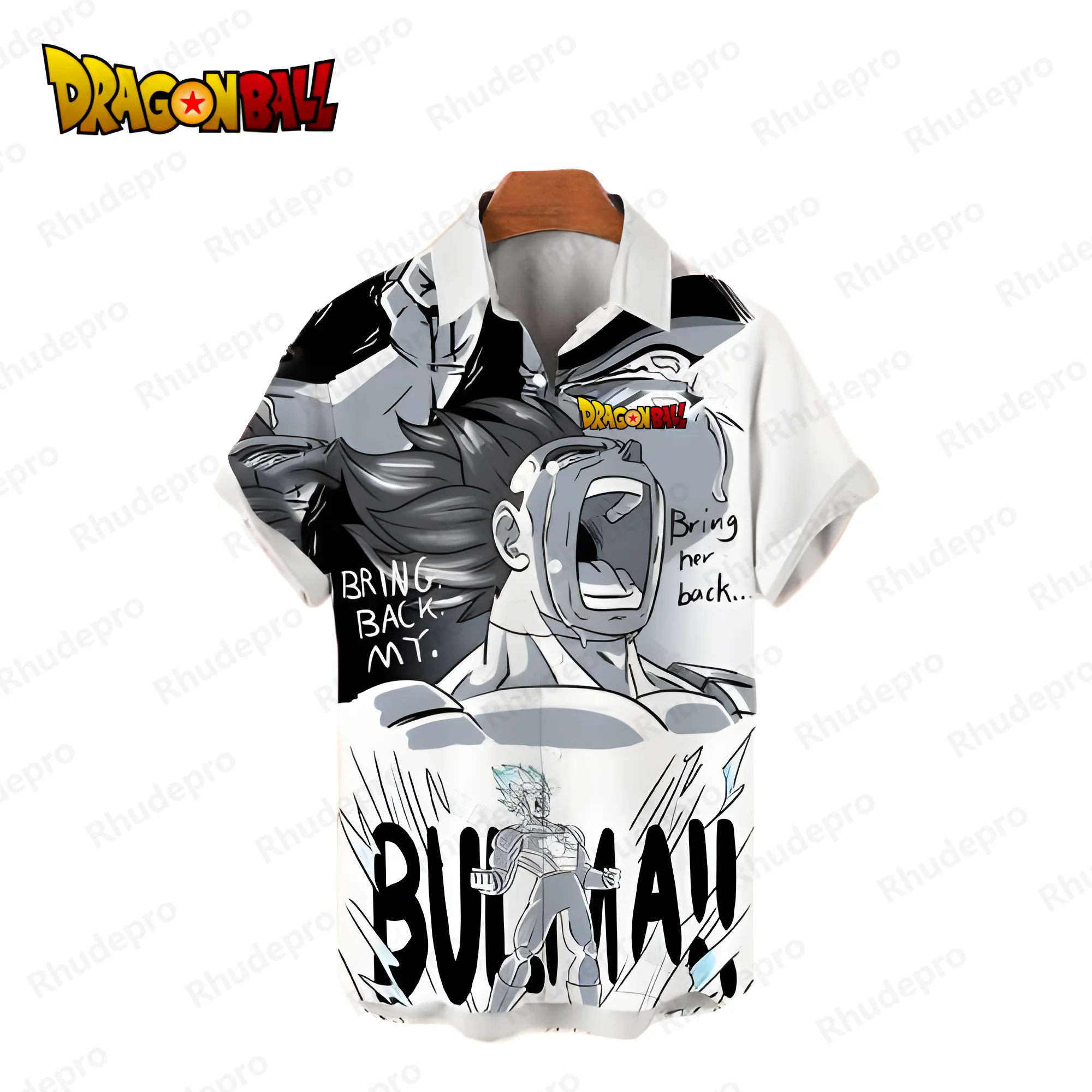 Vegeta Men's Shirts Dragon Ball Z Men's Social Shirt Harajuku 2024 Summer Blouse Fashion Anime Short Sleeve Beach Style Tops