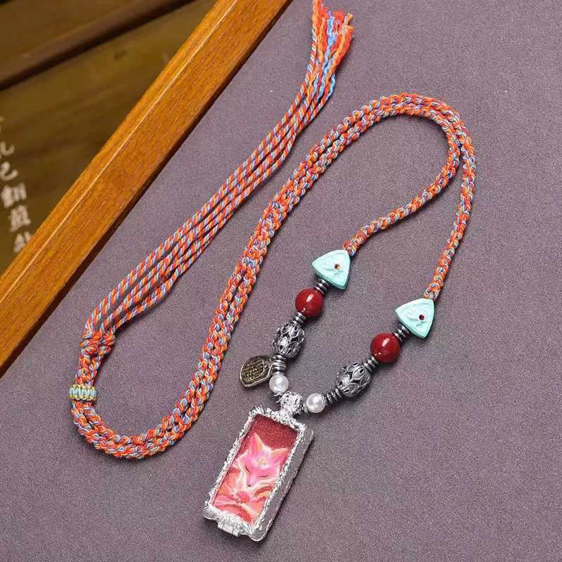 

Tibetan Style Zakiram Small Thangka Gawu Box Pendant Necklace