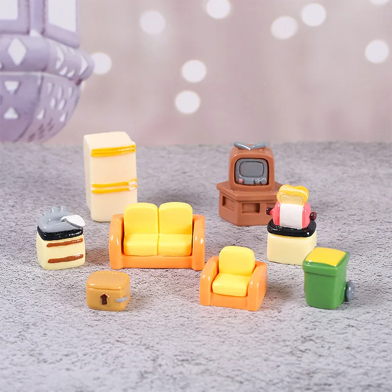 1pc Mini Furniture Sofa TV Toaster Trash Can Miniature Micro Landscape Decor Kids Pretend Play Toy