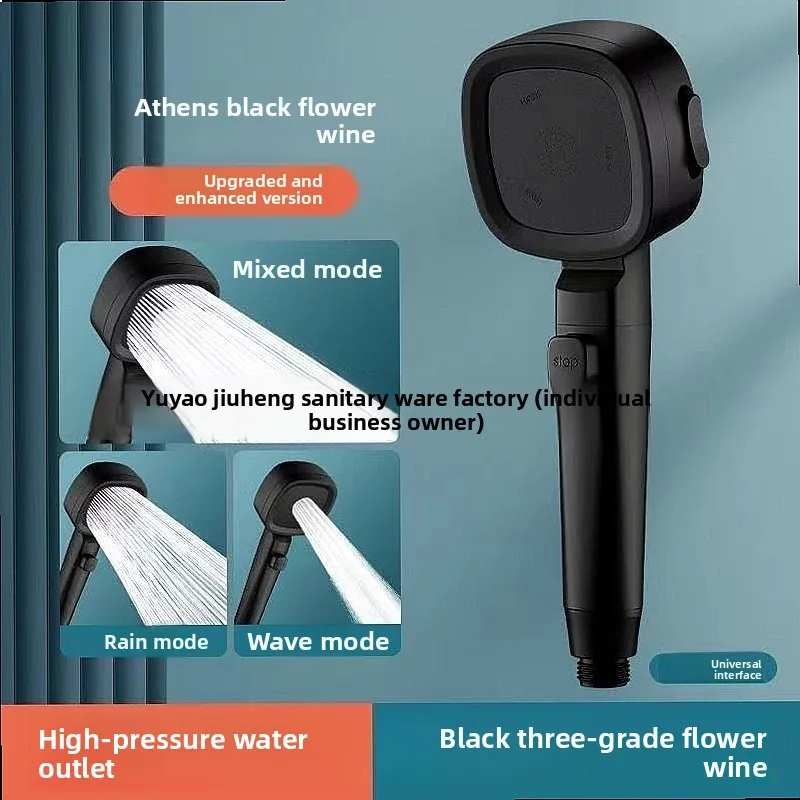New Powerful 3-Level Pressure Boosting Shower Head Handheld with Hose for Home Bathroom