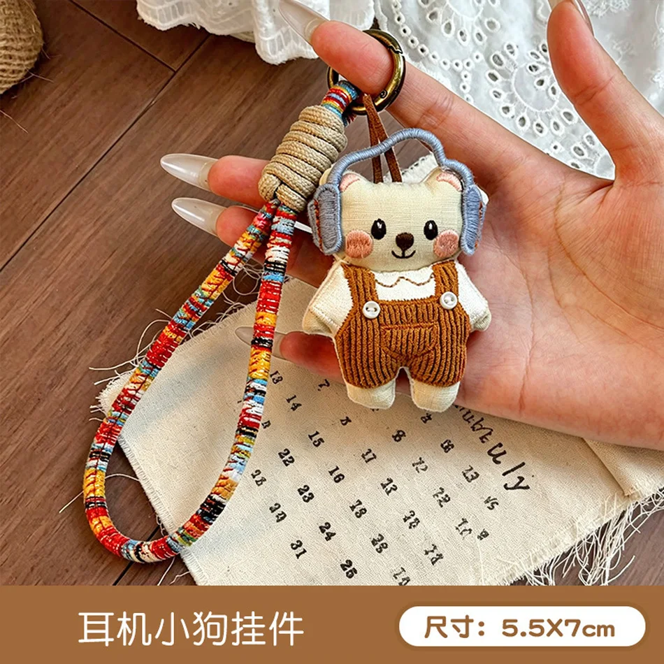 2026    Korean Ins Handmade Fabric Cartoon Animal Keychains Cute Plush Doll Bag Charm Pendant for Women Girls