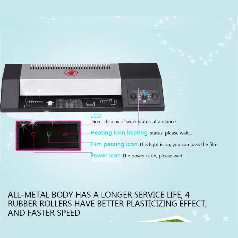 LM230i Office and Household Laminator Thermal Laminating Machine A4 Photo Photo Quick Preheating 4-roll System Laminating Machin