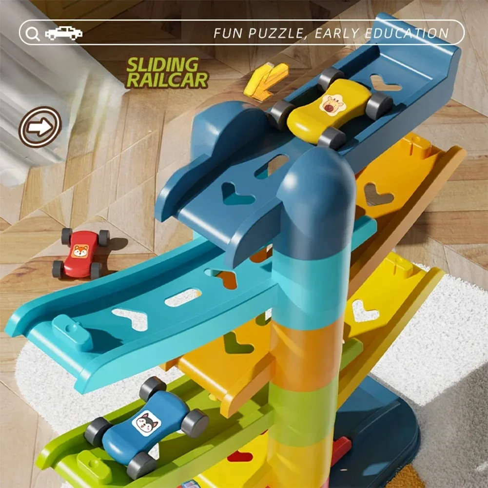 Children's Games Gliding Track Car Inertia Toy Multi Layer Cartoon Puzzle Slide Car Roller Coaster Racing Toys