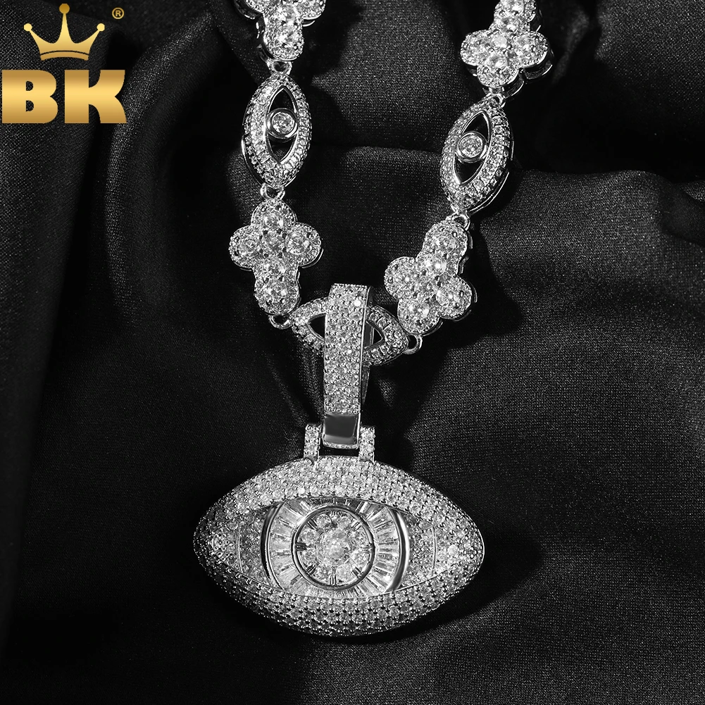 THE BLING KING Stereoscopic Eye Pendant Necklac Iced Out Baguettcz Cubic Zirconia Evil Eye Charm Necklace Hiphop Jewelry