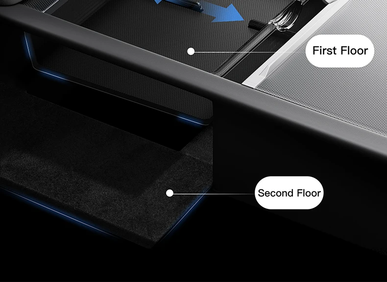 YZ Für Tesla Model 3 Highland Y YL Juniper Mittelkonsolen-Aufbewahrungsbox aus ABS-Silikon mit rutschfester Matte, hintere Armlehne, Autozubehör – Detail 12