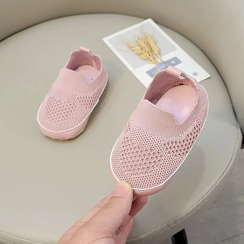 Babyschoenen Anti-Slip Ademende Baby Wieg Vloer Sokken Met Doek Zool Voor Kinderen Meisjes Jongens Mesh Schoenen Zachte Bodem Slippers