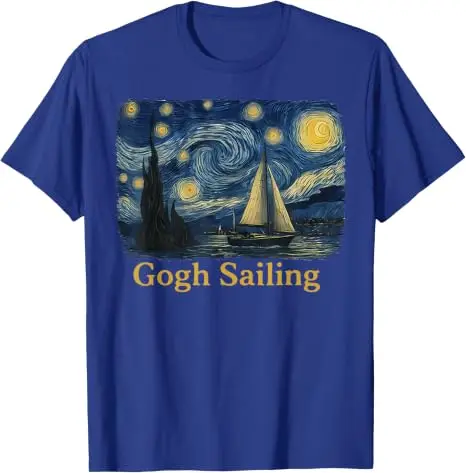 Gogh Segeln Matrose Segelboot Van Gogh Bootsfahrt Sternennacht T-Shirt Y2k Bootsfahrt Urlaub T-Shirt Humor Kunst Outdoor Ästhetisches Oberteil – Detail 10