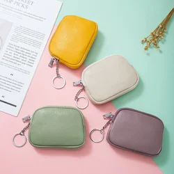 Genuine Leather Woman Coin Purse Luxury Fashion Zipper Change Pouch Mini Key Wallet Luxury Design Earphone Storage Cosmetic Bag