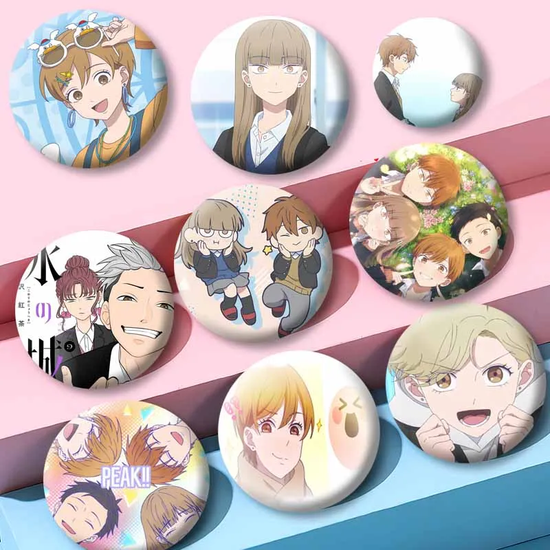 32/58mm Love Anime Figure Minato Amamiya Koyuki Youta Miki Badge The Ramparts of Ice Cartoon Lapel Pins Round Brooch Prop Gifts
