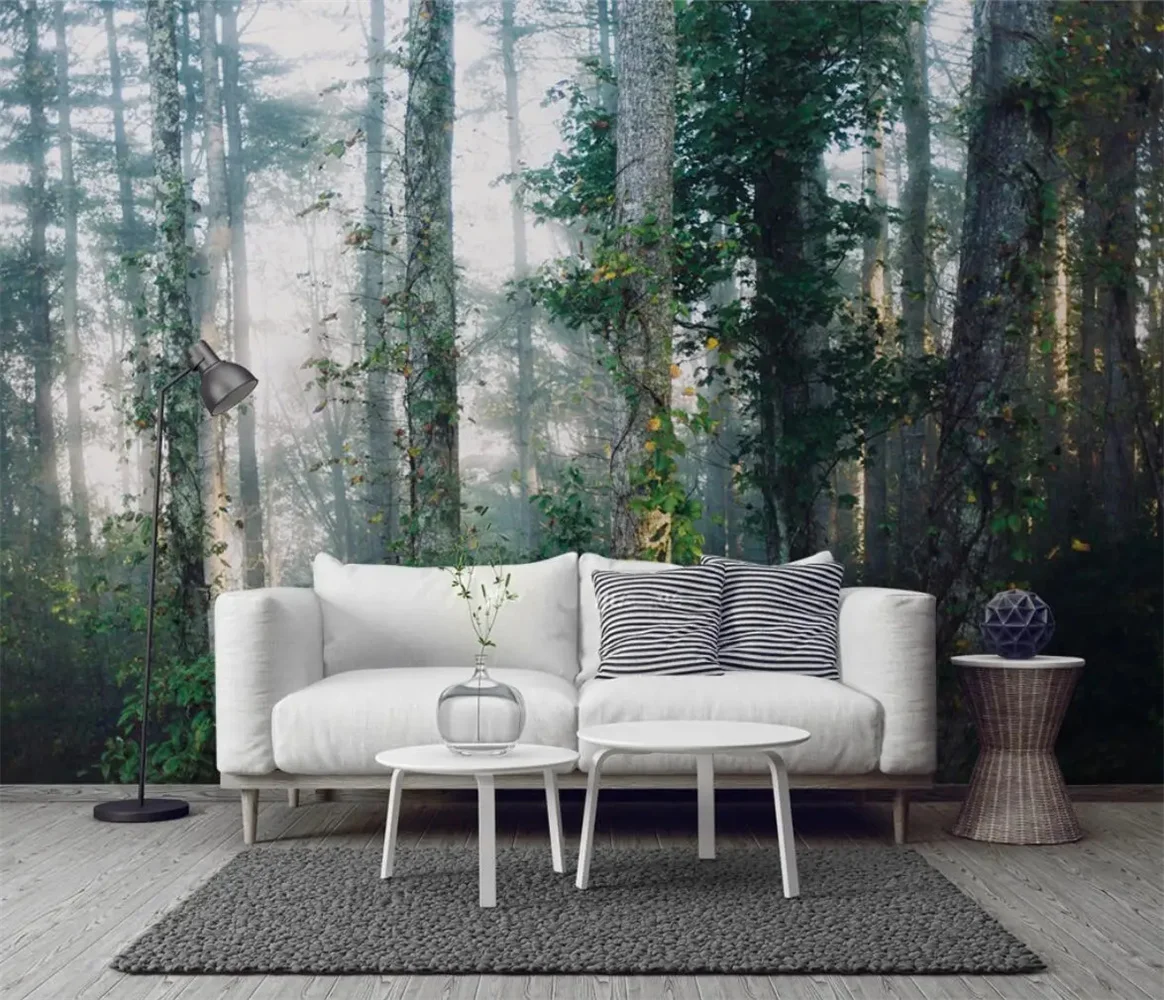 Custom Photo Wallpaper 3D Nordic foggy forest Landscape Murals wallpapers for Living Room Sofa Bedroom Wall Painting Home Decor