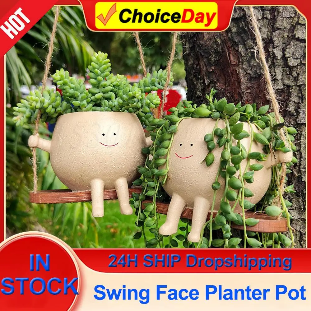 

Цветочный горшок, настенный горшок, качающийся горшок, полимерный горшок с улыбающимся лицом, креативный настенный подвесной горшок, садовые аксессуары