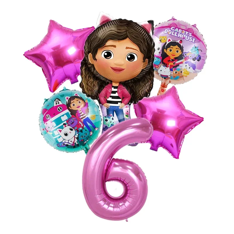 Gabby DollHouse Metallische Luftballons Cartoon Mädchen Geburtstagsparty Dekorationszubehör Baby-Shower Globos Geschenk – Detail 7