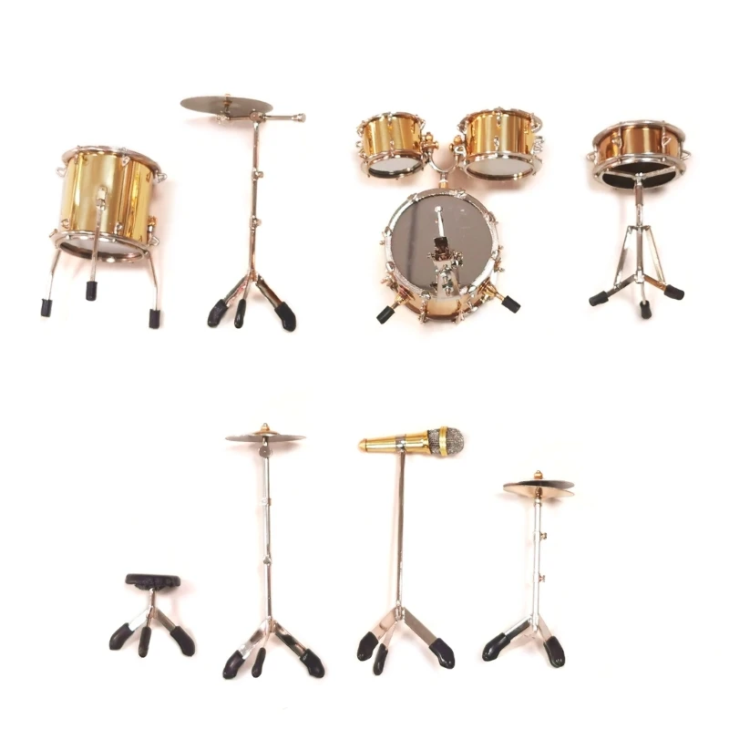 Mini Drum Set Music Instrument Accessories Dollhouse Accessories Miniature Drum