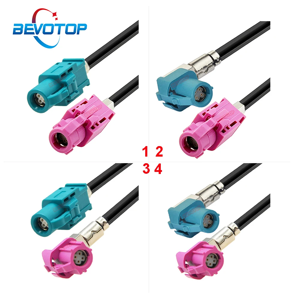 1PCS LVDS Video Line 4Pin HSD Pink H to Water Blue Z Female Jack for BMW NBT CIC Console Retrofit BEVOTOP Auto Video Cable Wire