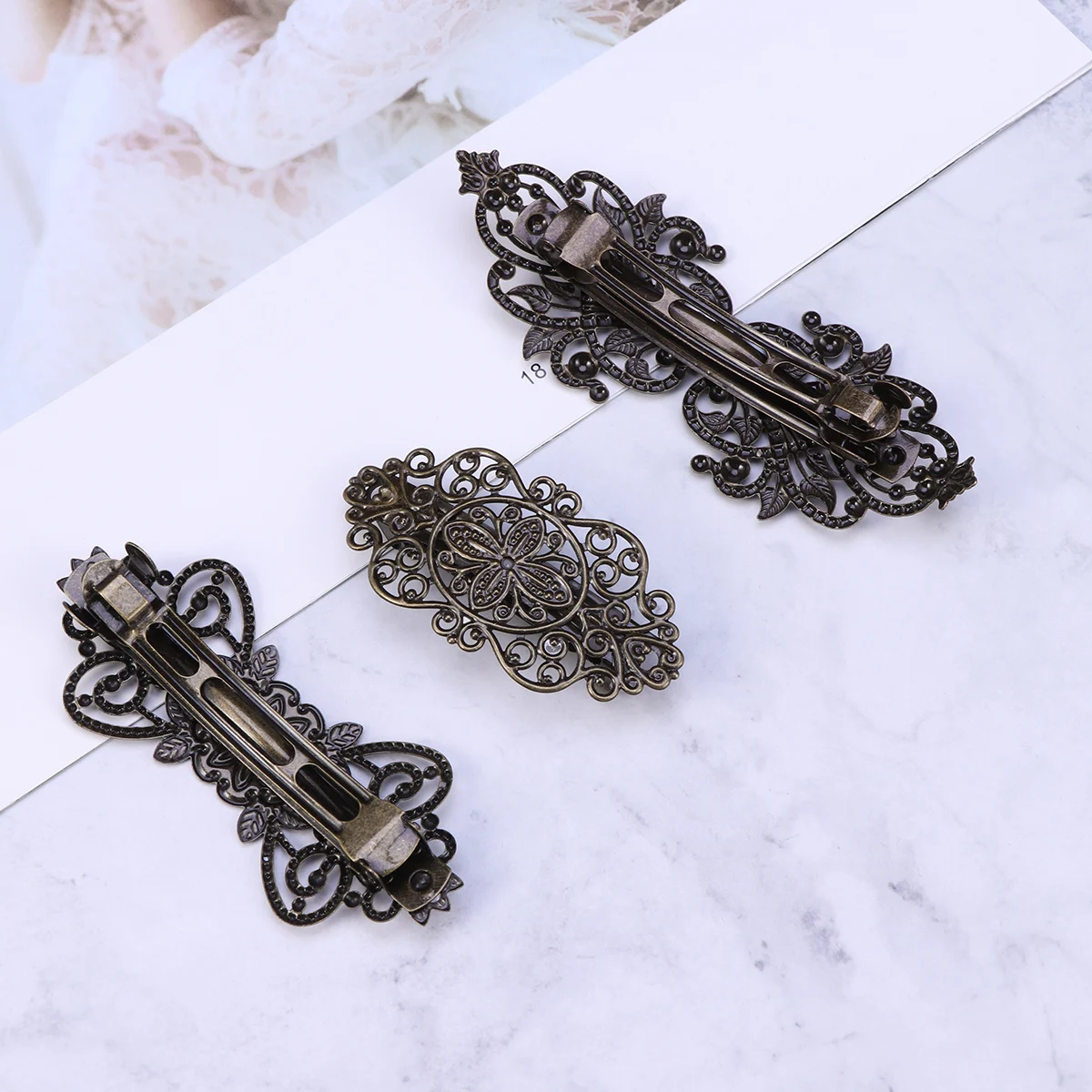 

3 Pcs Clips for Flower Hair Clip Women Girls Durable Metal Retro Elegant Vintage Vintage Hairpin Hairstyle Gift