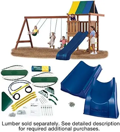NE 4476 Deluxe Play Set Hardware Kit with Slide (Wood Not Included), Blue Slide Yellow