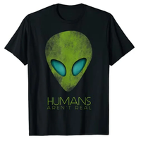 Fun Cool Space Enthusiast Science Graphic T-shirt Alien Fun Humans Are Not Real Cute UFO Gift T-shirt Y2k Top Short Sleeved Tops