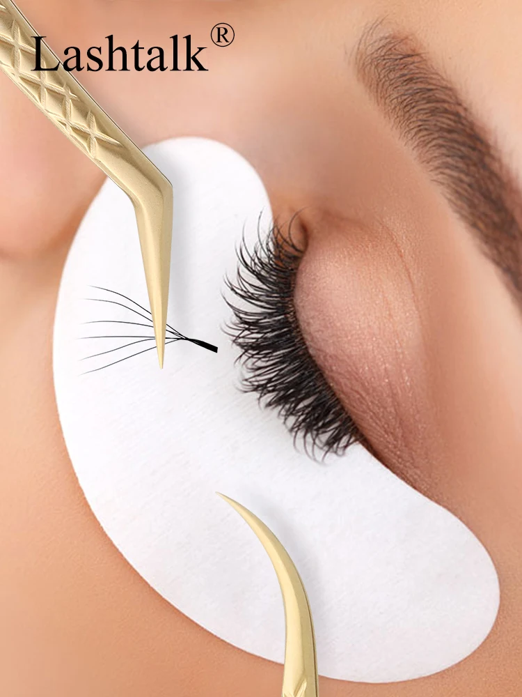 Lashtalk Precision Fiber Tip Pęseta do przedłużania rzęs Diamond Grip Antypoślizgowy makijaż Premium Gold ze stali nierdzewnej od Nagaraku — zdjęcie 2