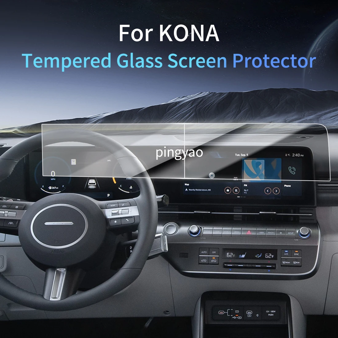 

Car Sticker Screen Protector Navigation Display Tempered Glass Protective Film Car Vehicle For 24 HYUNDAI KONA