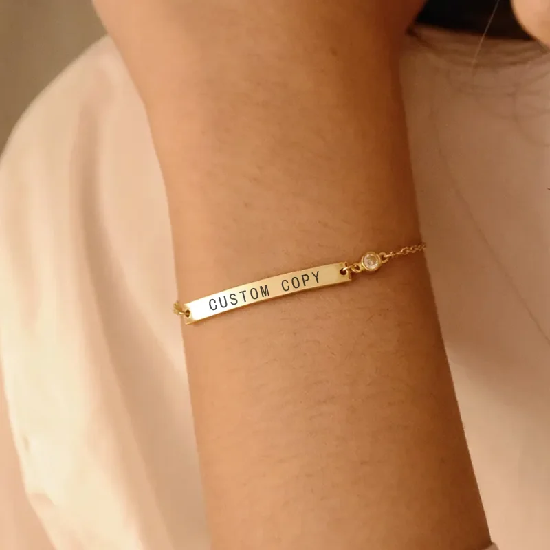 

Изготовленный на заказ браслет из нержавеющей стали с камнем, модный подарок на день рождения для девочек, украшения на Рождество и День святого Валентина