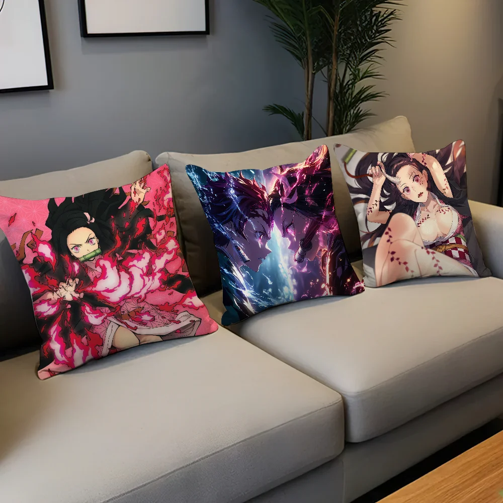 cover Pillow Case Nezuko Slayer Cushion Room Anime Bedroom Headboard Sofa Kamado Living Demon Backrest Car Square