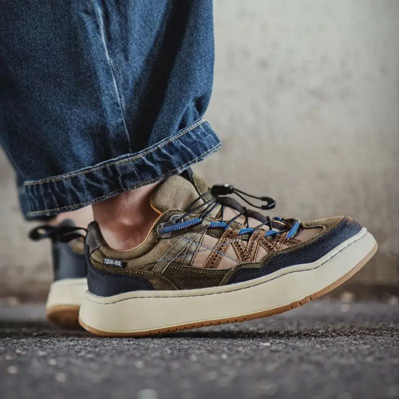 

Maden Casual Slip-On Outdoor Sneakers Men's Chunky Sole Athletic Shoes with Elastic Lace System Breathable for Jogging Shoes