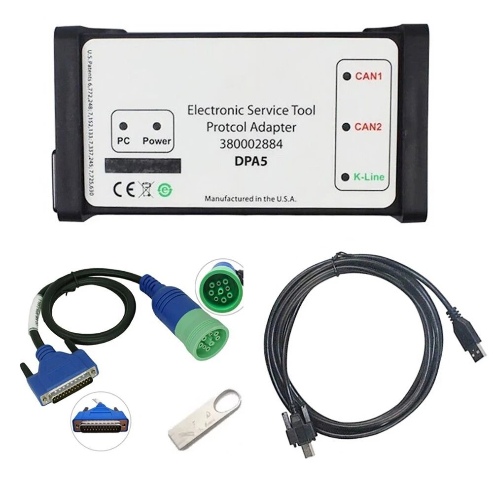 DPA5 Truck Diagnostic Tool USB Bluetooth DPA 5 Dearborn V8.6 V9.8 for New Holland Support J2534 Truck K-LINE Cable EST Engineer