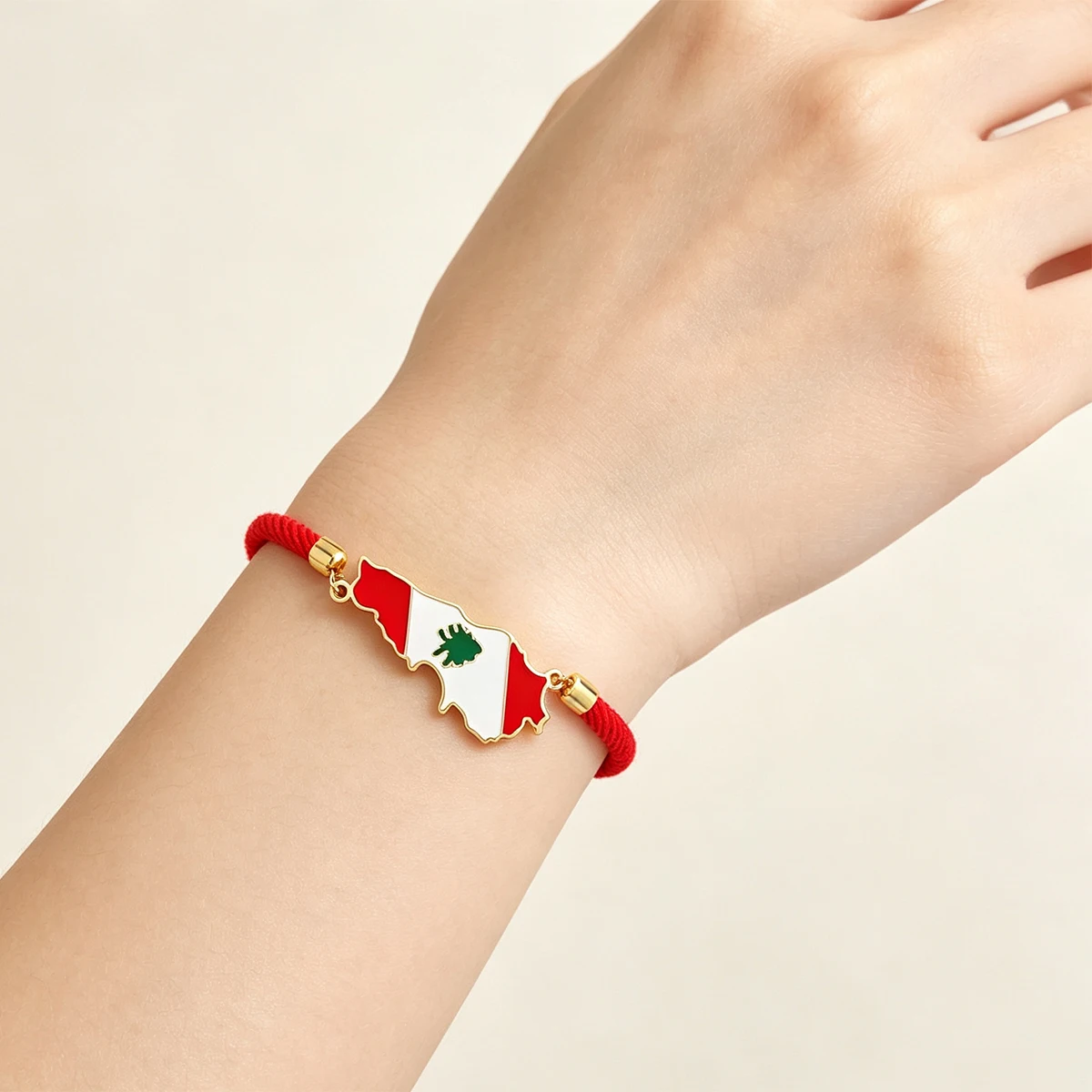 New Lebanon Map Flag Cedar Tree Pendant Adjustable Red Rope Bracelet Stainless Steel Enamel Charm Ethnic Patriotic Hand Jewelry