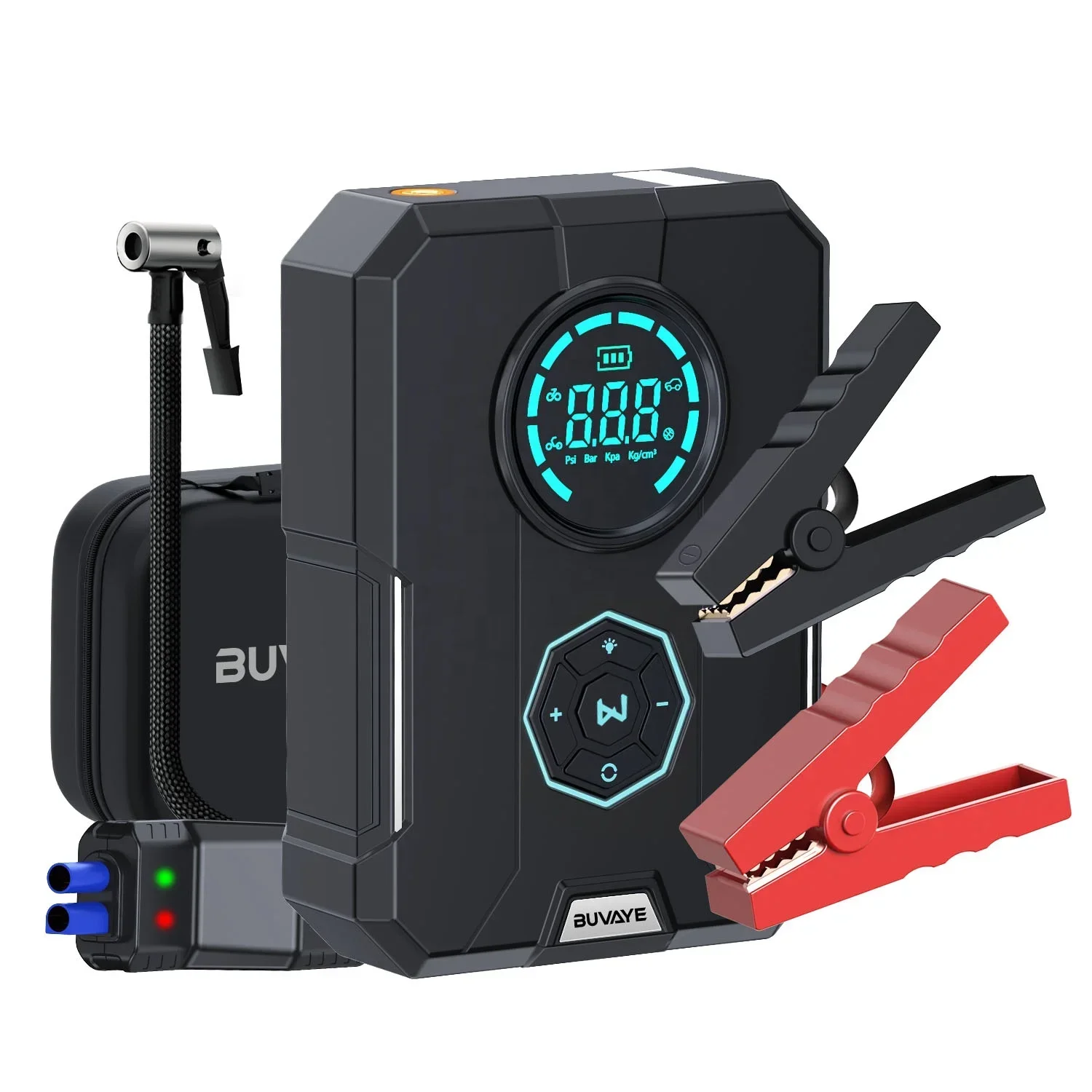 High Quality 8400Ma Car Jump Starter Power Bank Air Pump Compressor Multi-Function Portable 12V Lithium Battery Car Jump Starter