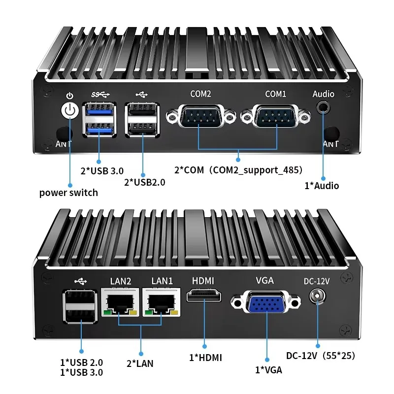Topton Compact Fanless Mini PC Intel Celeron N2840 N2930 J1800 Dual LAN DDR3L MSATA SSD Firewall NAS Computer Homelab Server