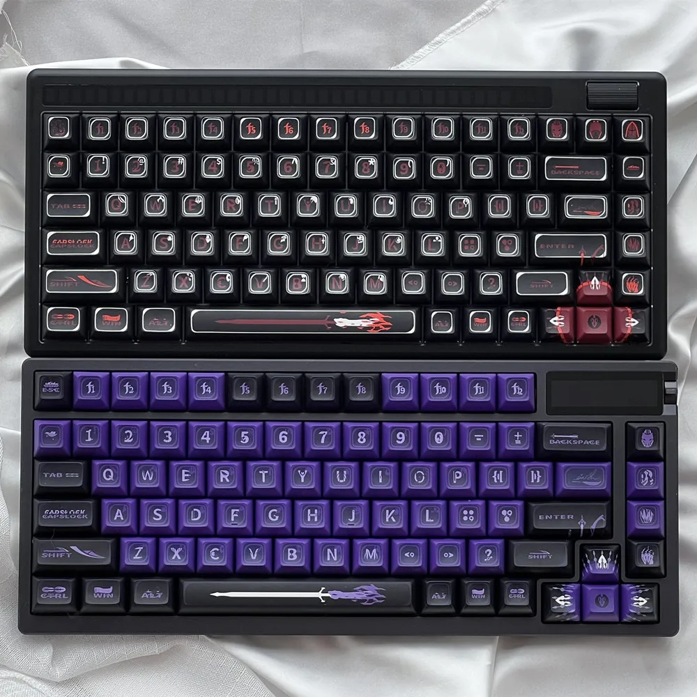 KCA Profile Keycap Original Design PBT 142 Keys DYE Sublimation Red Black Purple Mechanical Keyboard Keycaps For MX Switch