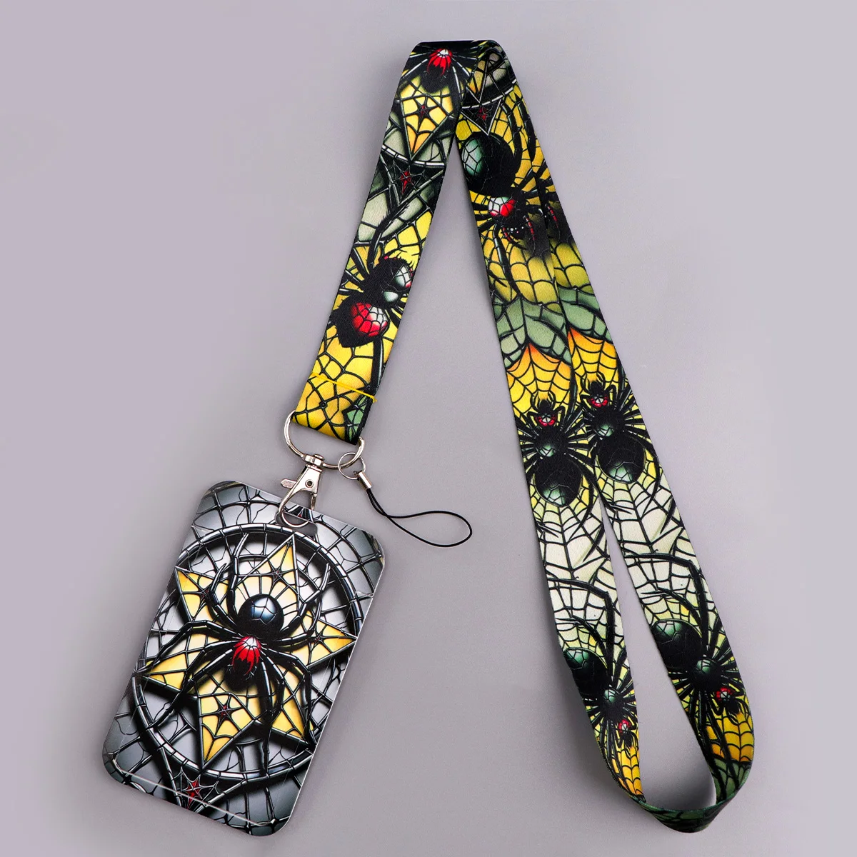Soporte para credenciales de araña, cordones de terror para llave, correa para el cuello para tarjeta, insignia, llavero de gimnasio, accesorios, decoración de Halloween