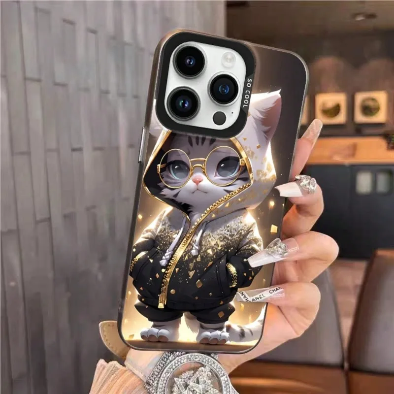 

Mobile phone box for iPhone 16 15 14 13 12 11 Pro Max Fashionable Cat Design for Apple back cover