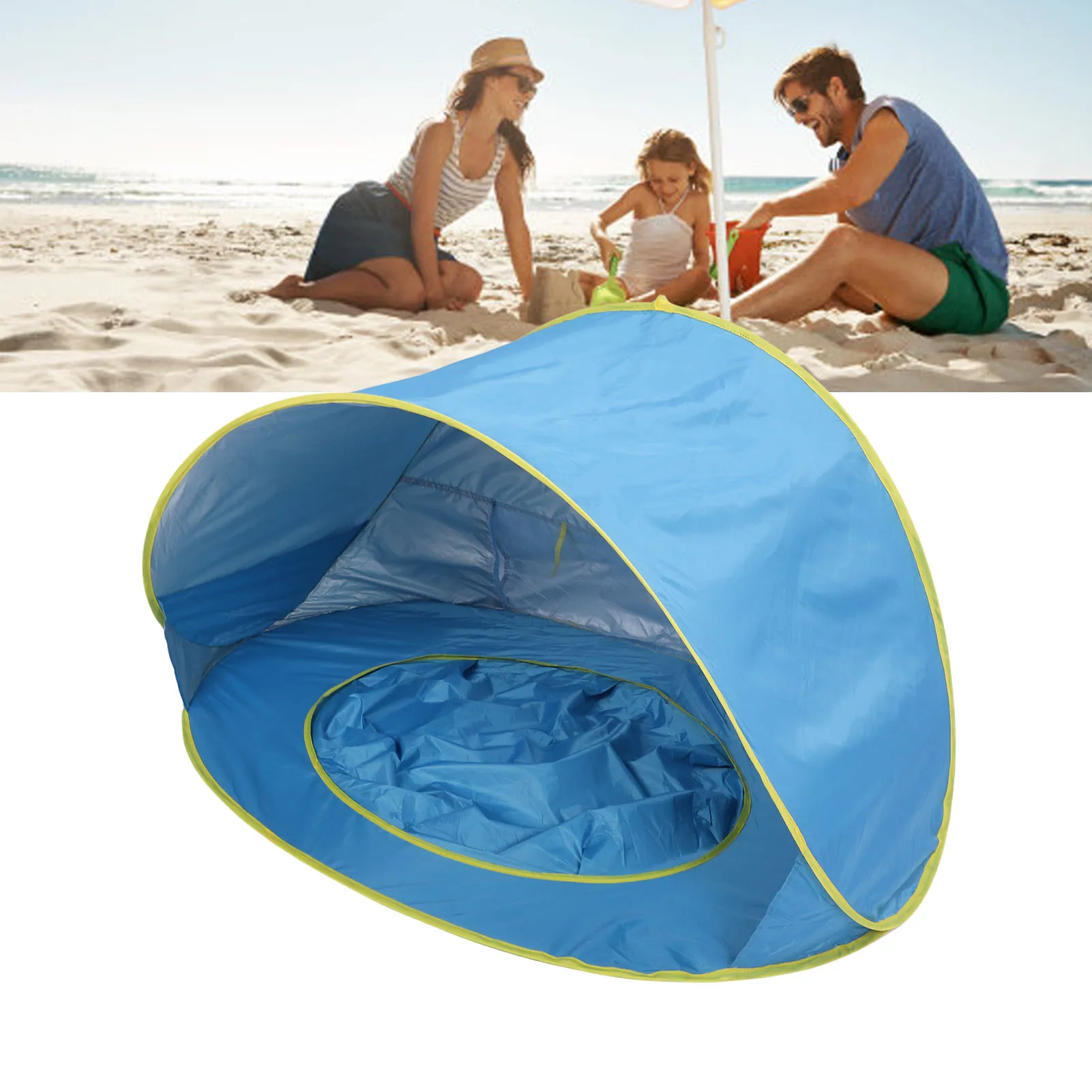 خيمة تظليل الشاطئ، خيمة الشاطئ، خيمة الشاطئ المقاومة للشمس والرياح، خيمة الشاطئ المحمولة للأطفال مع أكياس تخزين حمام السباحة للخارجية