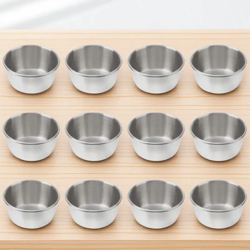 

12Pcs Premium Stainless Steel Condiment Cups Drop Resistant for Ketchup Mayo Bbq Stainless Steel Sauce Cups Sauce Container