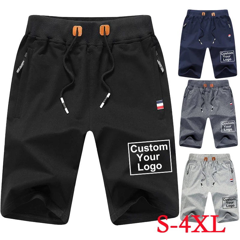 

Шорты мужские с индивидуальным логотипом, Летние Повседневные Дышащие модные пляжные, однотонные с эластичным поясом, с кулиской