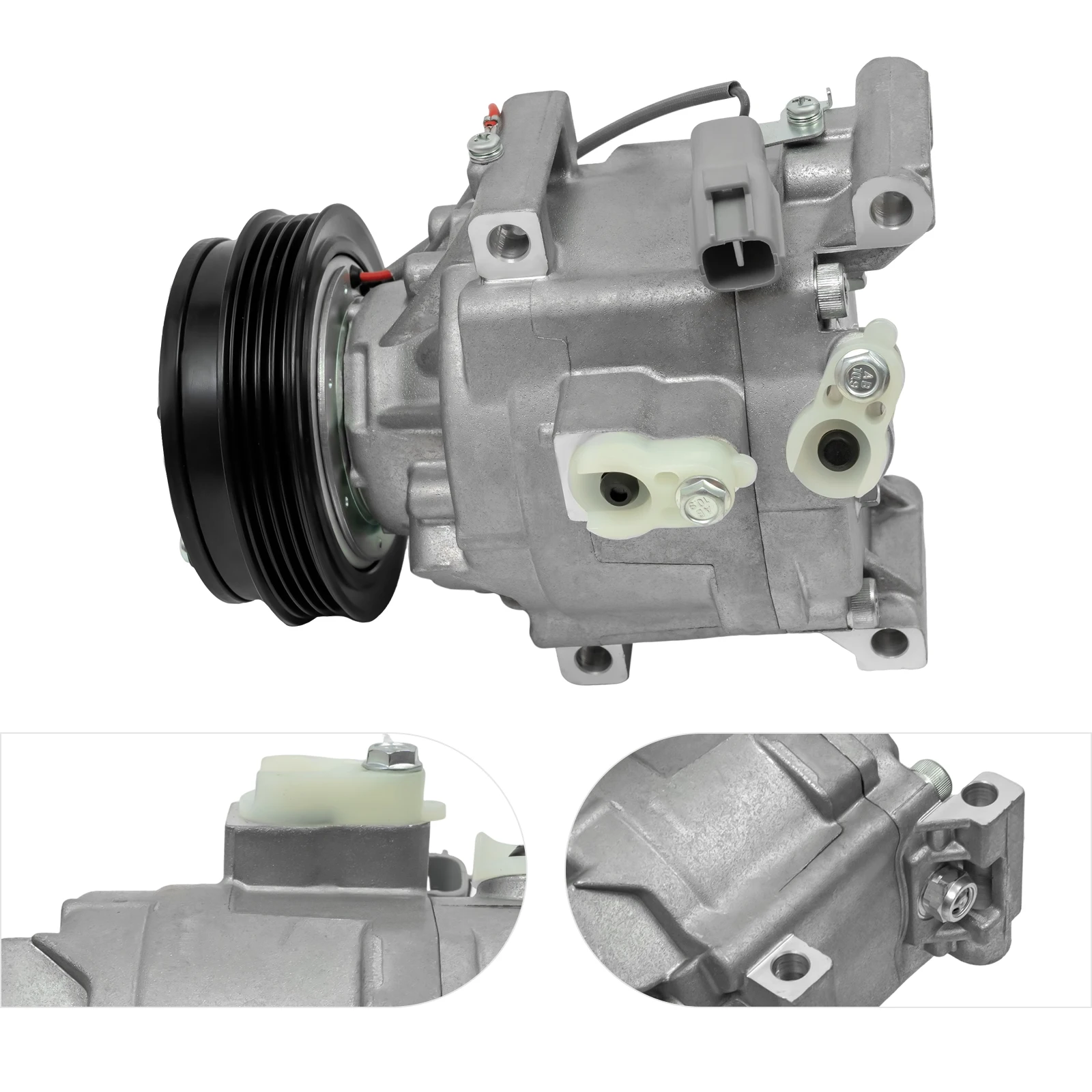 Compressore per climatizzazione per auto Leggero, silenzioso, a risparmio energetico, ad alta efficienza, argento, alluminio, ferro, rame lucido