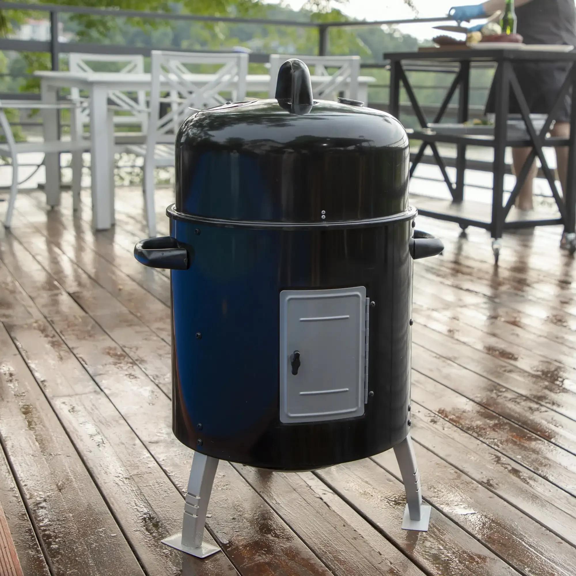

BBQ Grills Charcoal BBQ Grills, 17-inch Vertical Charcoal Smoker Grill - Black