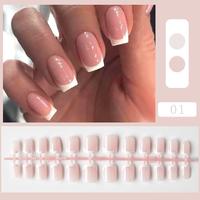 24Pcs 20Pcs French False Nails Coffin Ballet Fake Nails Full Finished Fake Nail Patches For Girls Wearable Press On Fake Nails