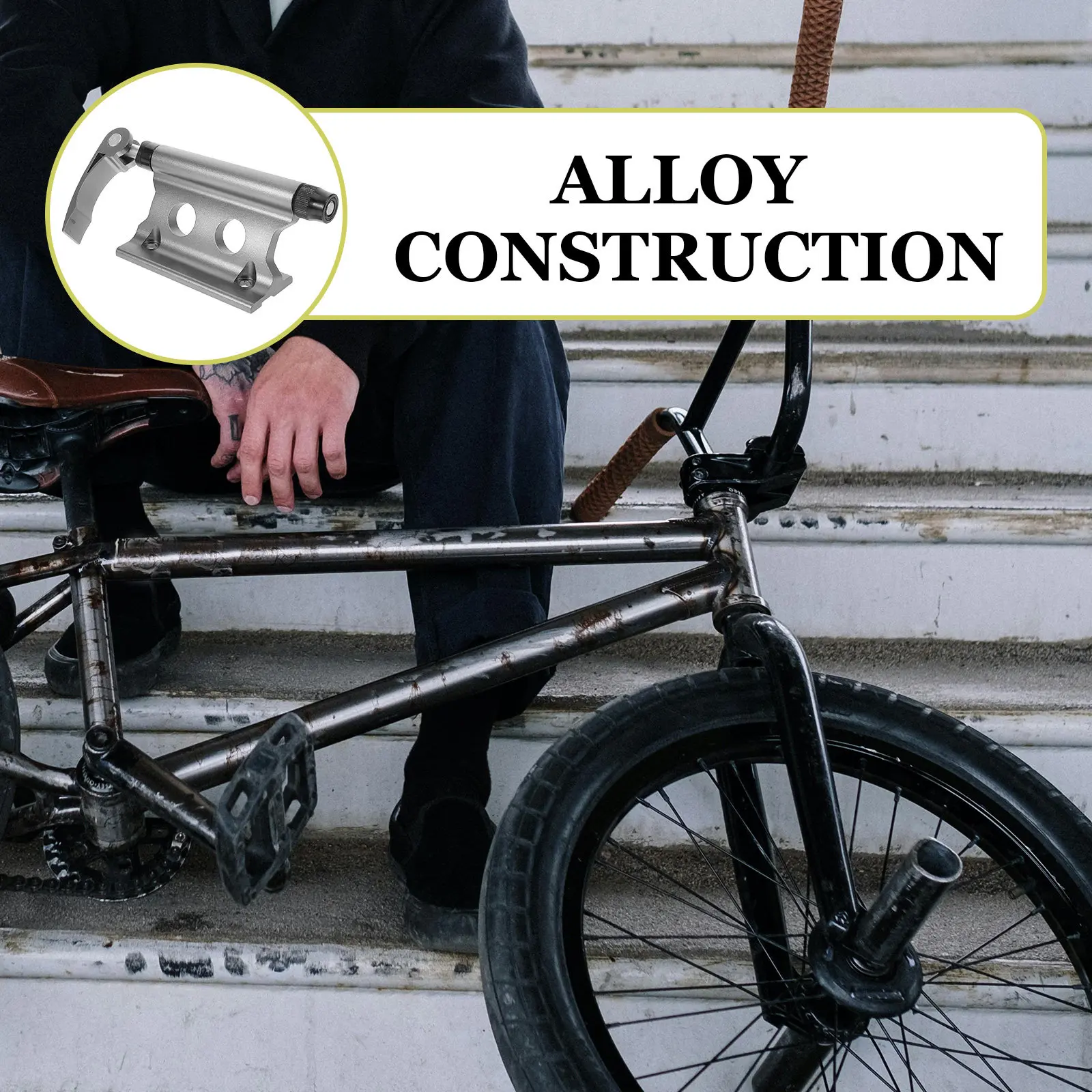 

Bike Block Fork Mount Silver Alloy Quick Release Skewer Front Wheel Holder for Outdoor Travel Storage Fork Mount
