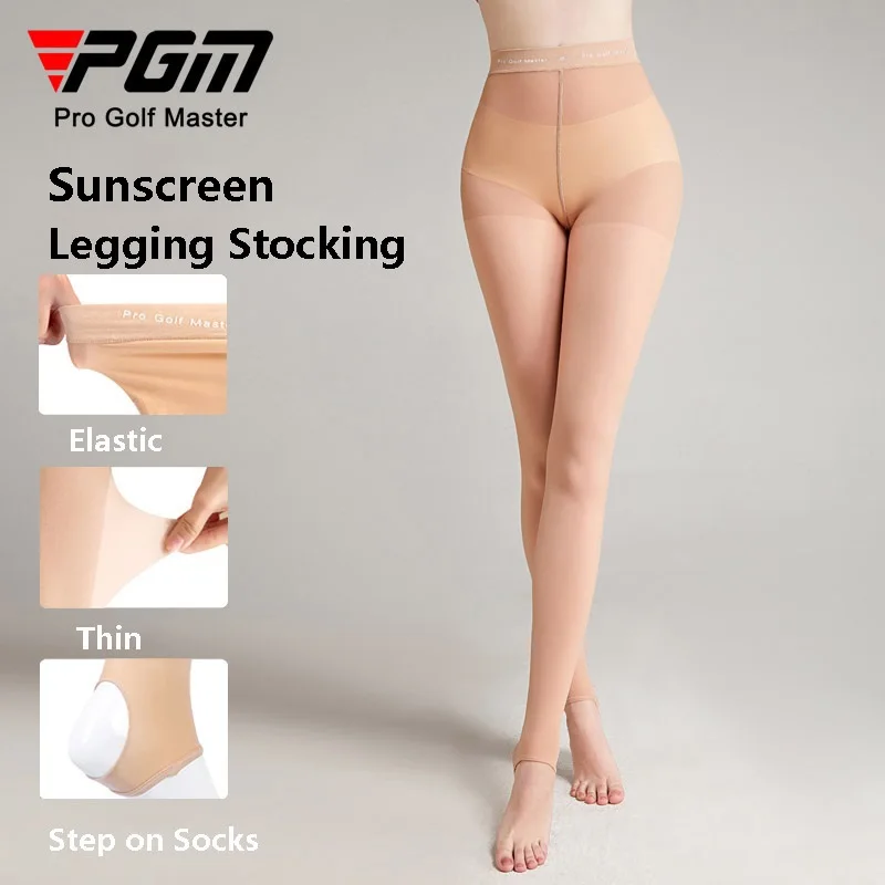 PGM Women Elastic Slim Golf Legging Stocking Ladies Breathable Sunscreen Pantyhose Female Ice Silk Long Leg Socks Golf Pants