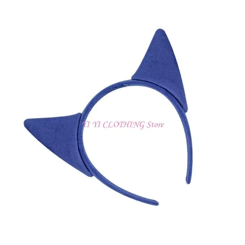 

N5KF Blue Cats Ear Headband Stylish Headwear for Halloween Parties and Role Playing